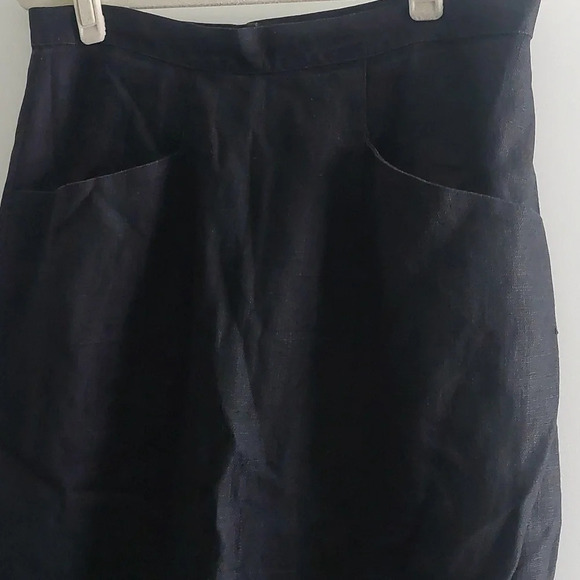Vintage Linen Midi skirt black fully lined size 16 Slouchy pockets Axiom - Picture 3 of 8